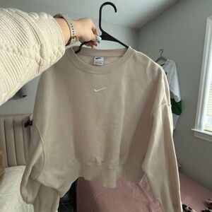 nike sportswear phoenix fleece beige crewneck